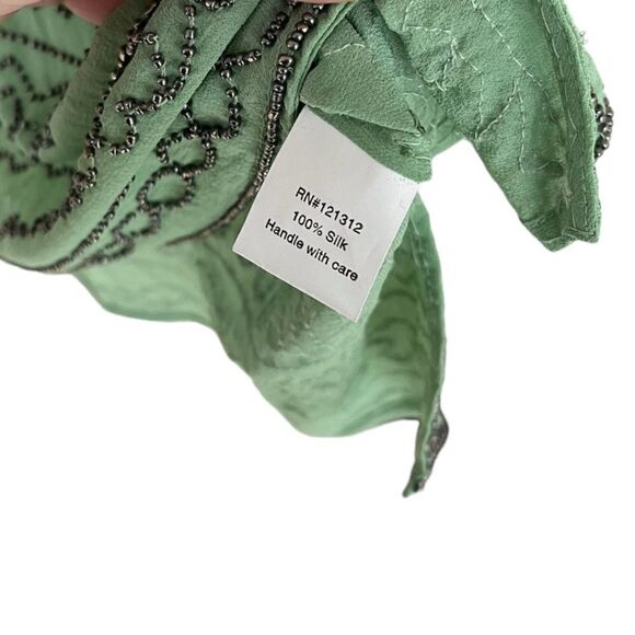 GRYPHON | 100% Silk Green Beaded Top (S) - Picture 2 of 4